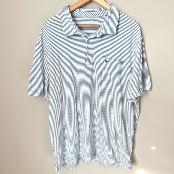 Vineyard Vines Other - Men's Light Blue & White Striped Vineyard Vines Polo Shirt